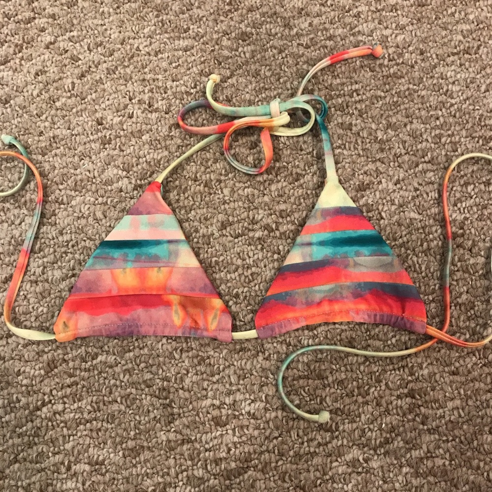 Stone Fox Swim rainbow triangle string bikini top